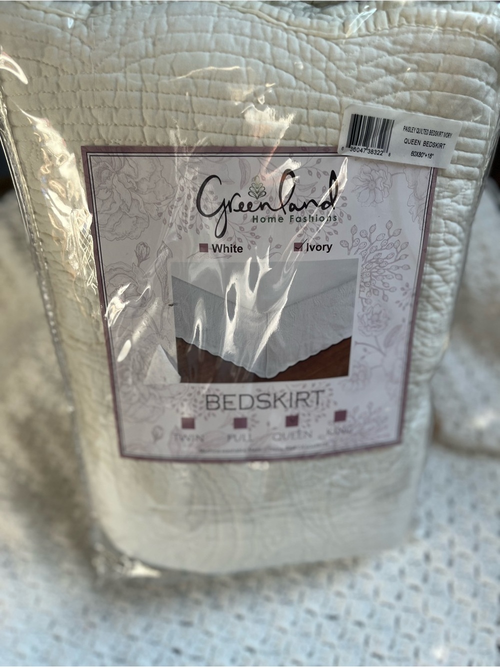 Greenland Home Fashions
Paisley Quilted Queen Bedskirt -Ivory